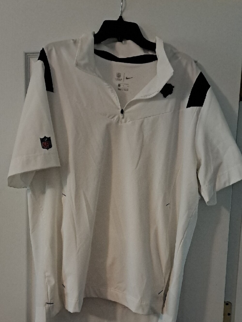 NFL White Polo with Red and Black Bear Patch